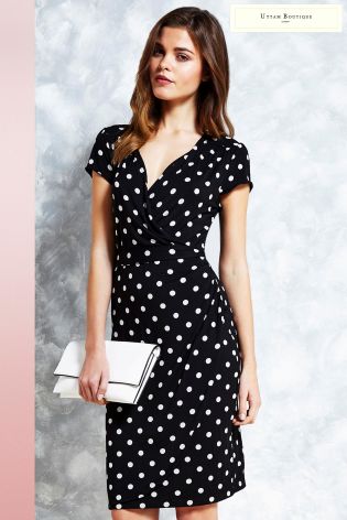 Uttam Boutique Polka Dot Jersey Wrap Dress